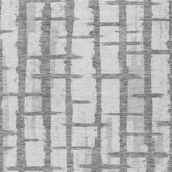 Gray And Ivory Striped Washable Indoor Outdoor Area Rug Photo 6