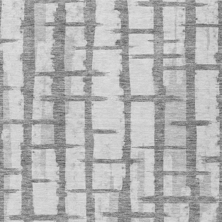 Gray And Ivory Striped Washable Indoor Outdoor Area Rug Photo 6