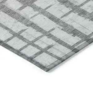 Photo of Gray And Ivory Striped Washable Indoor Outdoor Area Rug