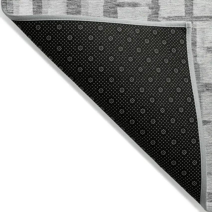 Gray And Ivory Striped Washable Indoor Outdoor Area Rug Photo 4