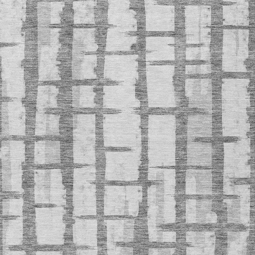 Gray And Ivory Striped Washable Indoor Outdoor Area Rug Photo 6