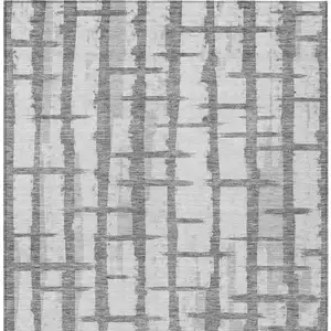 Photo of Gray And Ivory Striped Washable Indoor Outdoor Area Rug