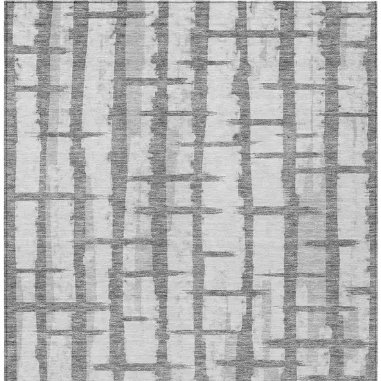 Gray And Ivory Striped Washable Indoor Outdoor Area Rug Photo 6