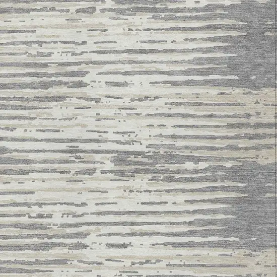 Gray And Ivory Striped Washable Indoor Outdoor Area Rug Photo 6