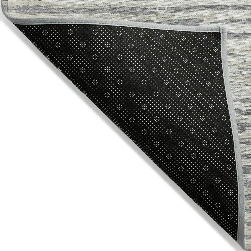 Gray And Ivory Striped Washable Indoor Outdoor Area Rug Photo 4