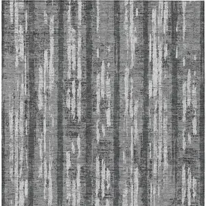 Photo of Gray And Ivory Striped Washable Indoor Outdoor Area Rug