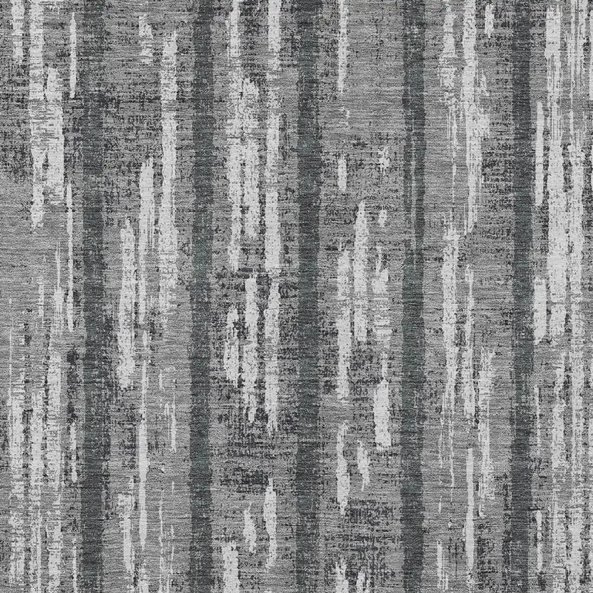 Gray And Ivory Striped Washable Indoor Outdoor Area Rug Photo 6