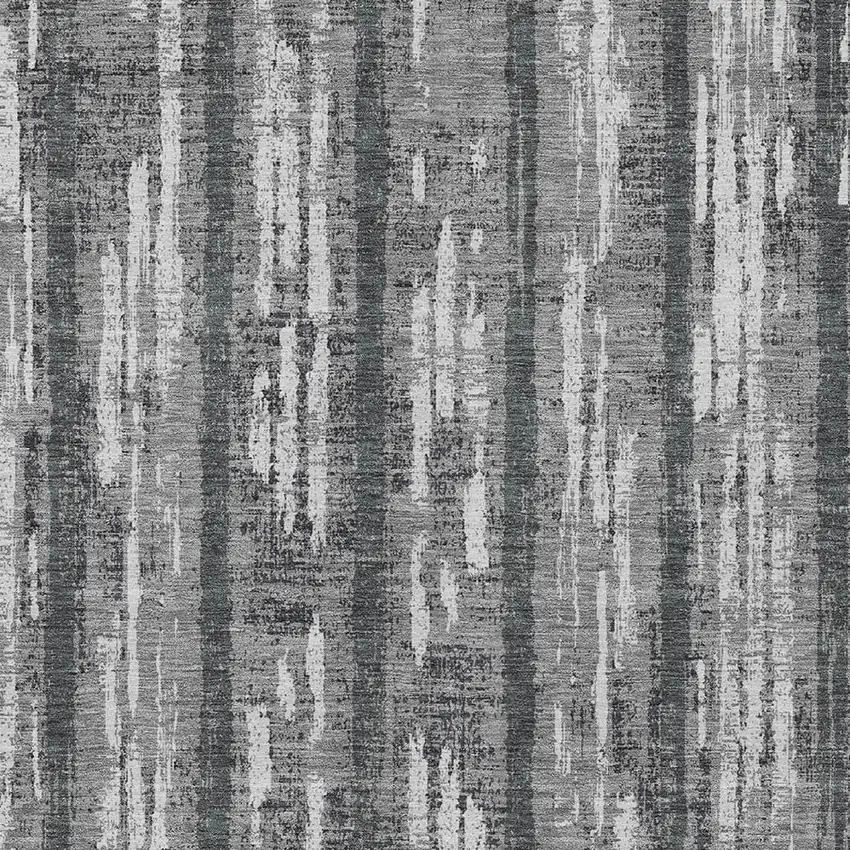 Gray And Ivory Striped Washable Indoor Outdoor Area Rug Photo 6
