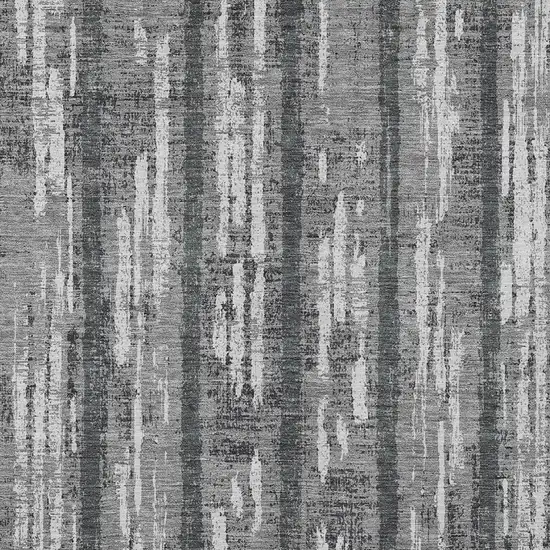 Gray And Ivory Striped Washable Indoor Outdoor Area Rug Photo 6