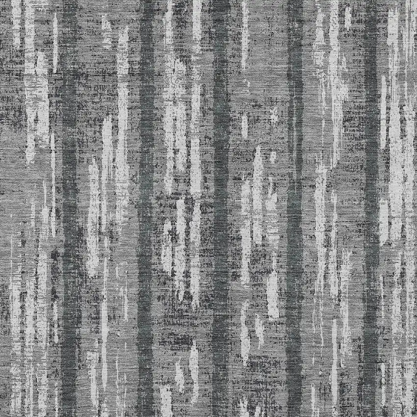 Gray And Ivory Striped Washable Indoor Outdoor Area Rug Photo 6