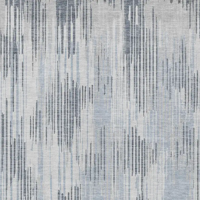 Gray And Ivory Striped Washable Indoor Outdoor Area Rug Photo 6
