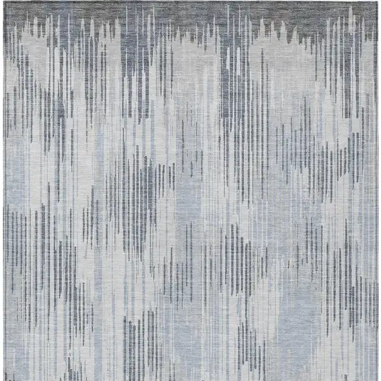 Gray And Ivory Striped Washable Indoor Outdoor Area Rug Photo 6