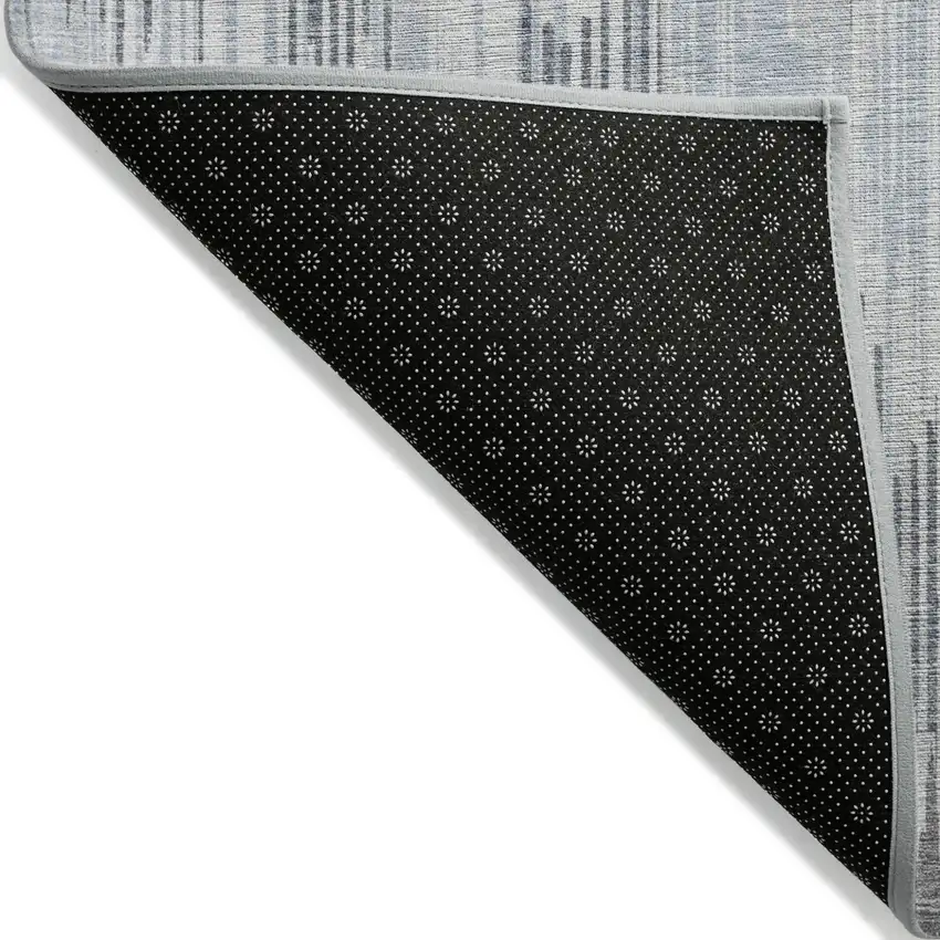 Gray And Ivory Striped Washable Indoor Outdoor Area Rug Photo 5