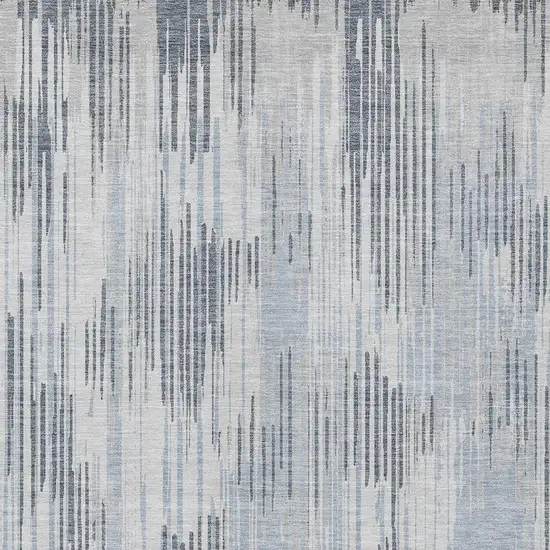 Gray And Ivory Striped Washable Indoor Outdoor Area Rug Photo 6