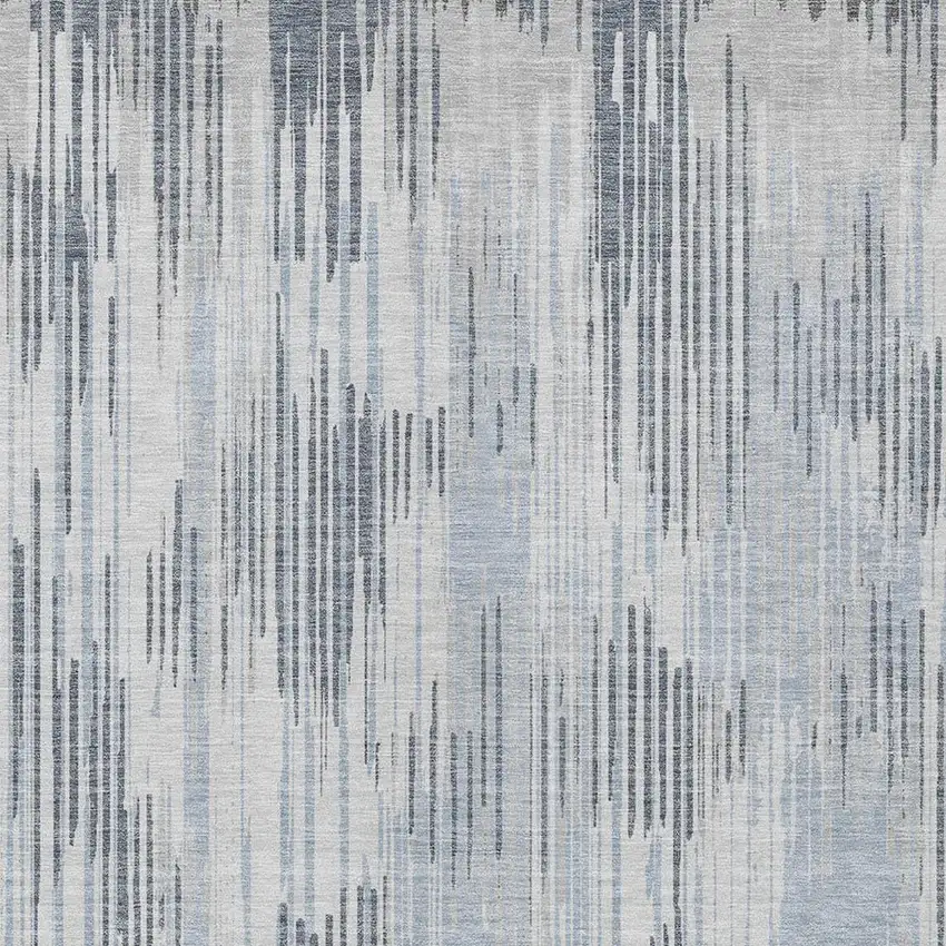 Gray And Ivory Striped Washable Indoor Outdoor Area Rug Photo 6