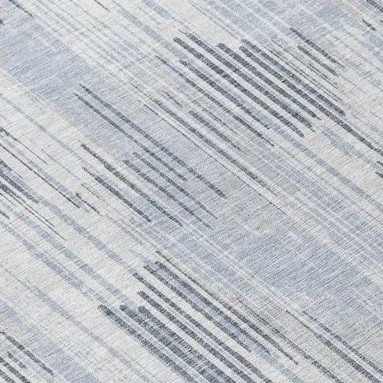 Gray And Ivory Striped Washable Indoor Outdoor Area Rug Photo 8