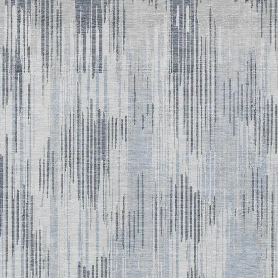 Gray And Ivory Striped Washable Indoor Outdoor Area Rug Photo 6