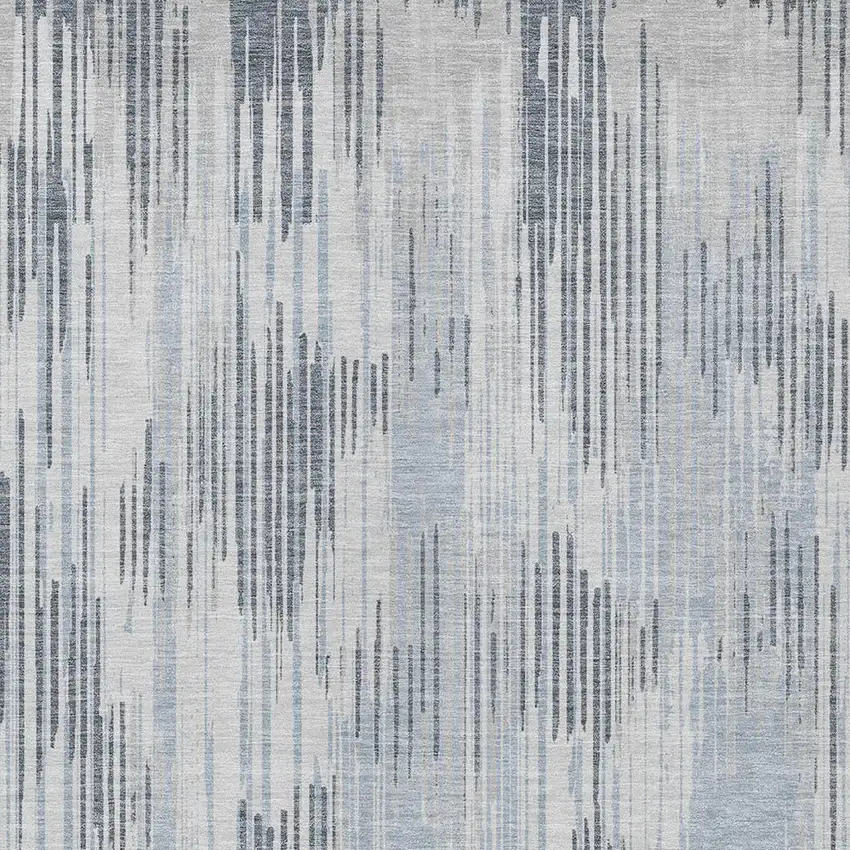 Gray And Ivory Striped Washable Indoor Outdoor Area Rug Photo 6
