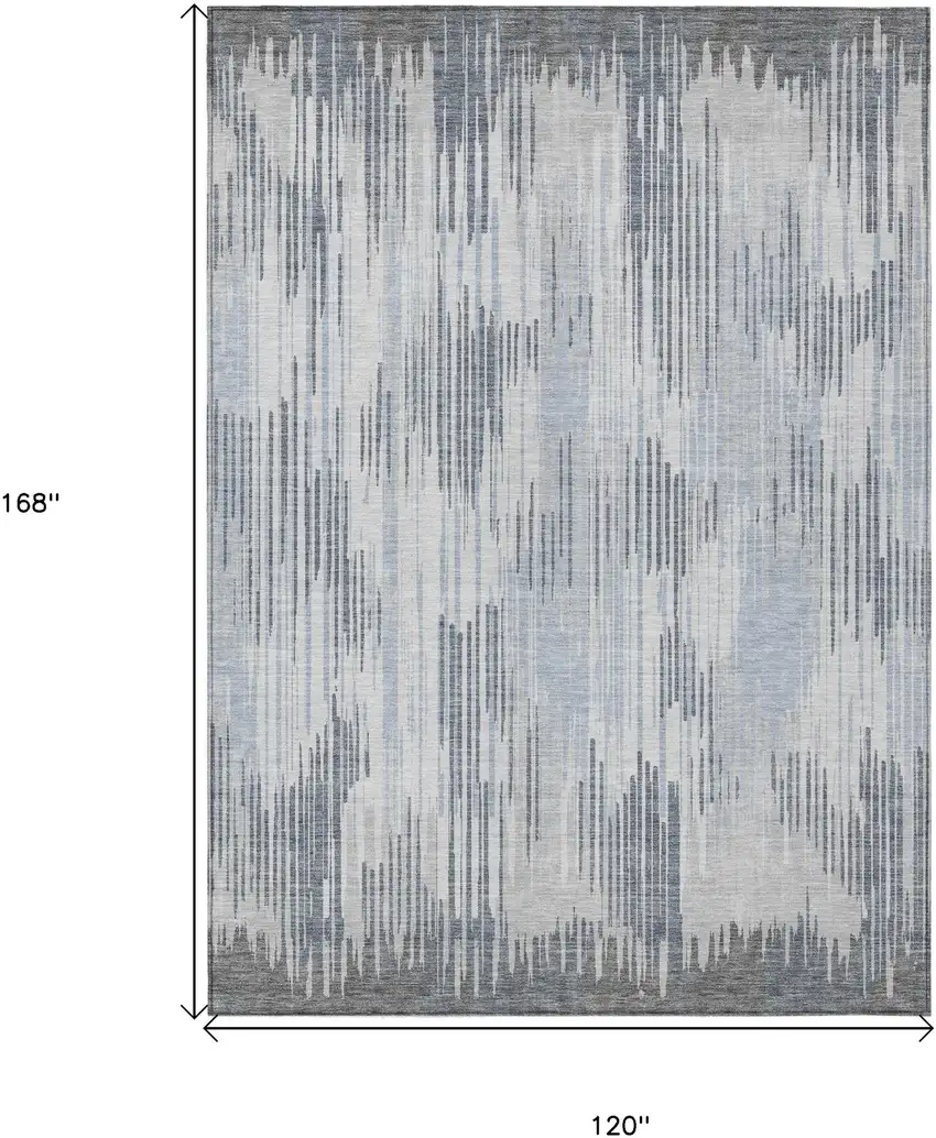 Gray And Ivory Striped Washable Indoor Outdoor Area Rug Photo 3