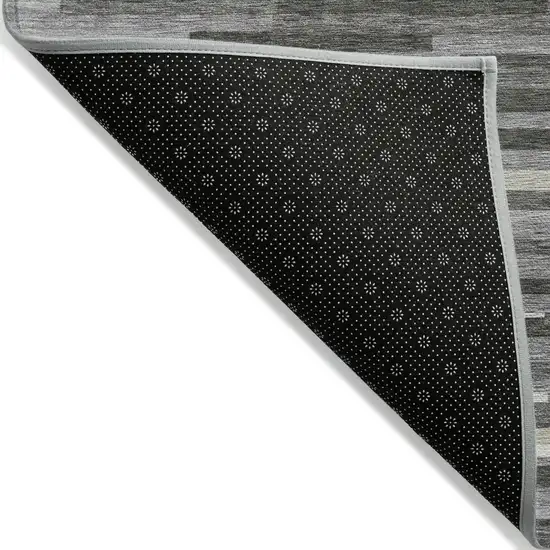 Gray And Ivory Striped Washable Indoor Outdoor Area Rug Photo 4