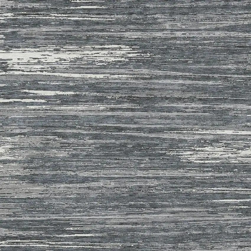 Gray And Ivory Striped Washable Indoor Outdoor Area Rug Photo 6