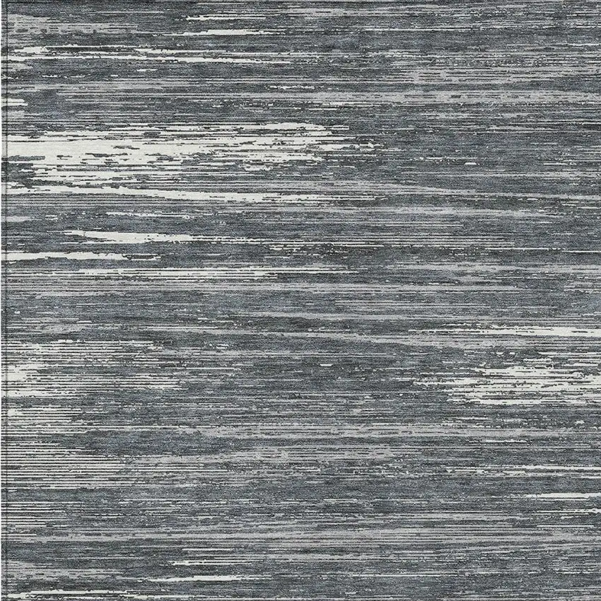 Gray And Ivory Striped Washable Indoor Outdoor Area Rug Photo 6