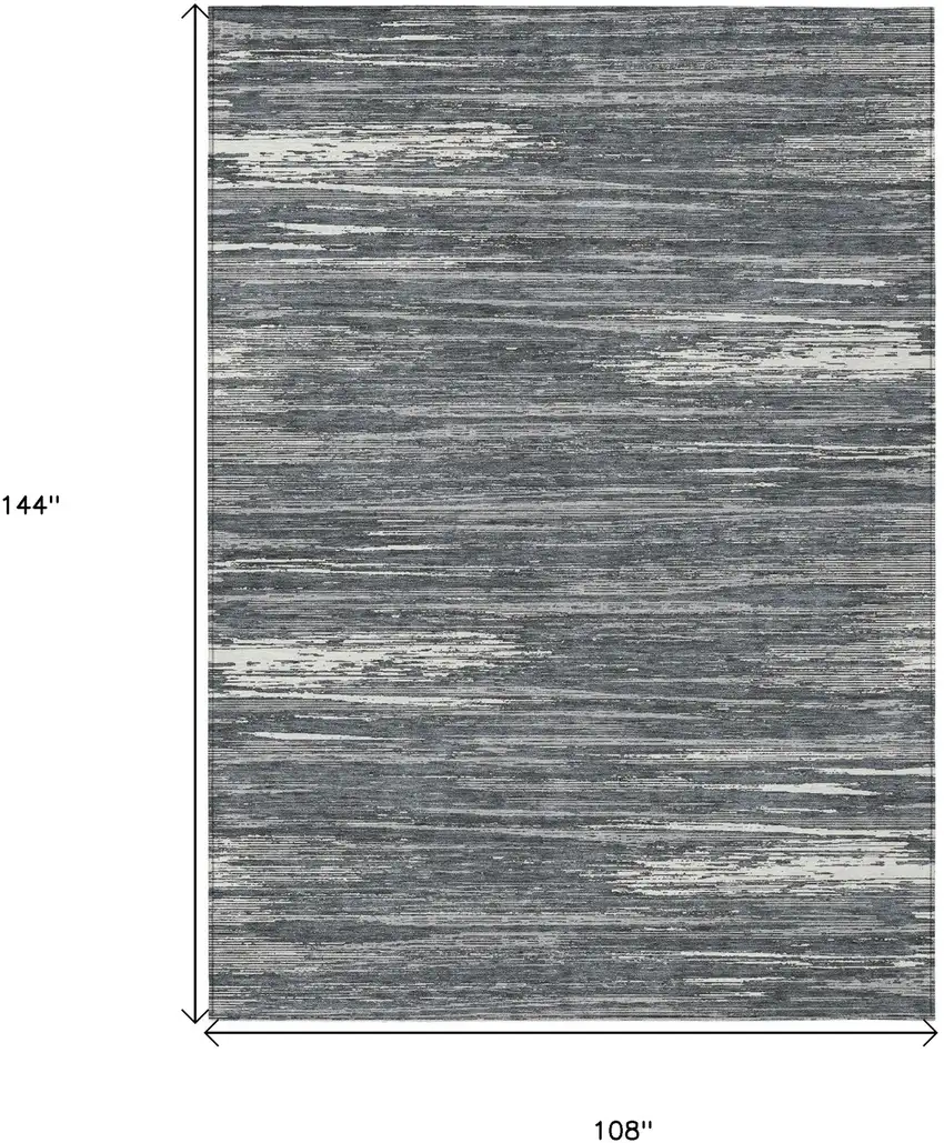 Gray And Ivory Striped Washable Indoor Outdoor Area Rug Photo 3