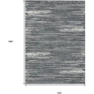 Photo of Gray And Ivory Striped Washable Indoor Outdoor Area Rug