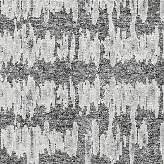 Gray And Ivory Striped Washable Indoor Outdoor Area Rug Photo 6