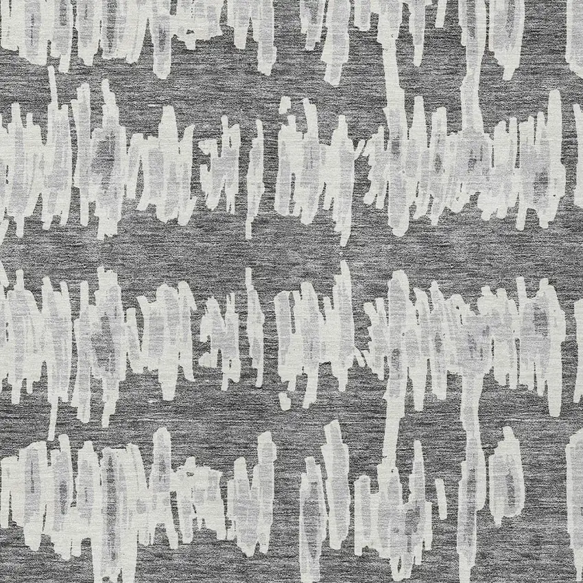 Gray And Ivory Striped Washable Indoor Outdoor Area Rug Photo 6