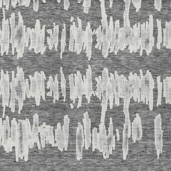 Gray And Ivory Striped Washable Indoor Outdoor Area Rug Photo 6
