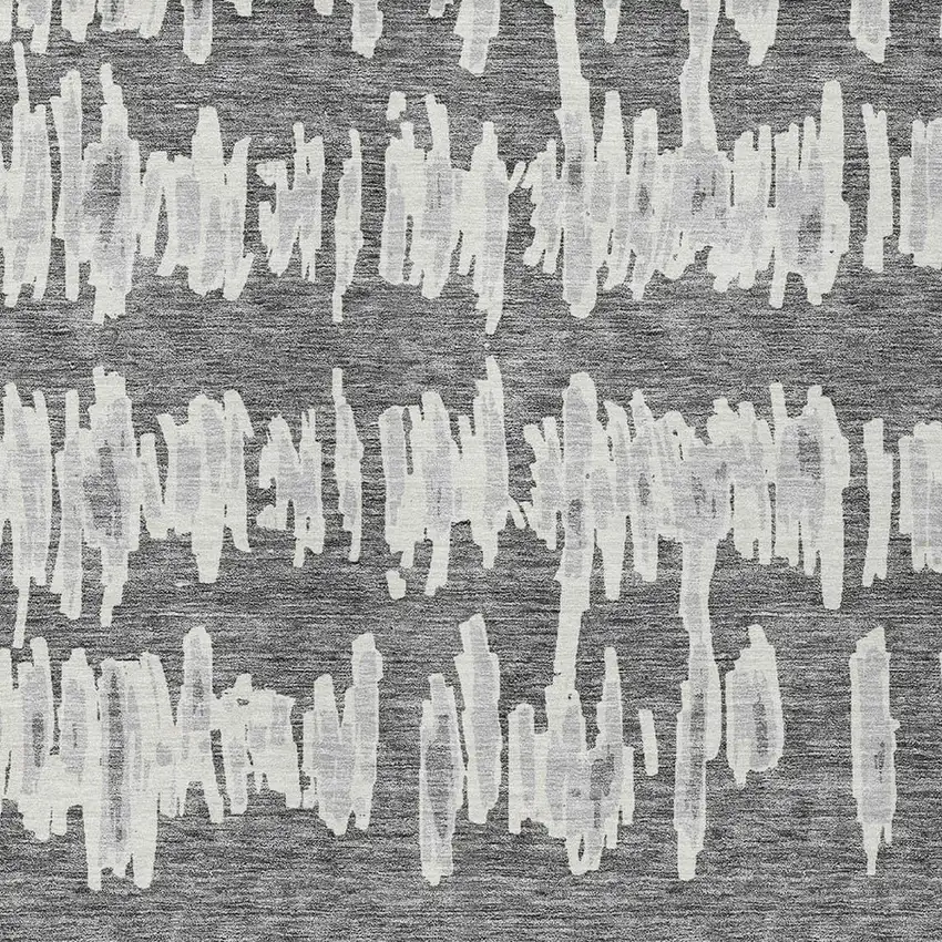 Gray And Ivory Striped Washable Indoor Outdoor Area Rug Photo 6