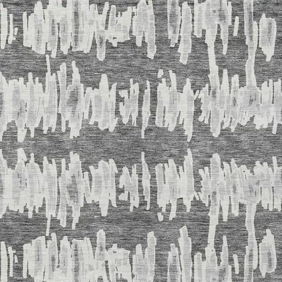 Gray And Ivory Striped Washable Indoor Outdoor Area Rug Photo 6