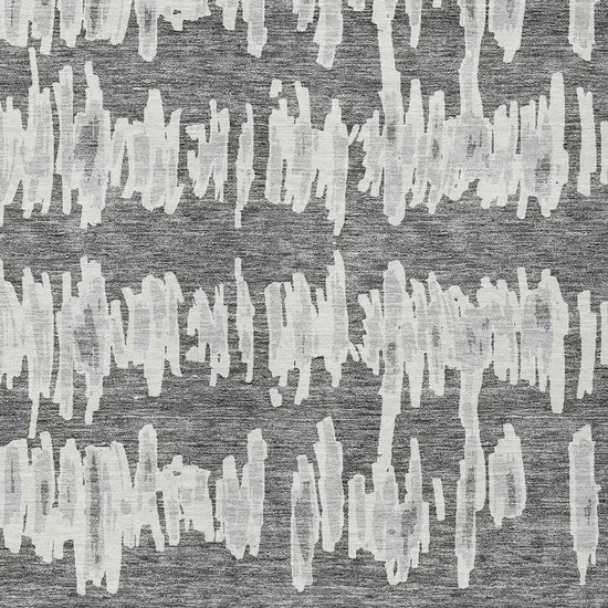 Gray And Ivory Striped Washable Indoor Outdoor Area Rug Photo 6