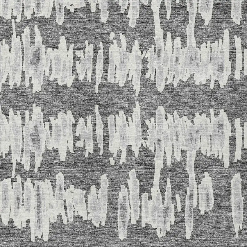 Gray And Ivory Striped Washable Indoor Outdoor Area Rug Photo 6