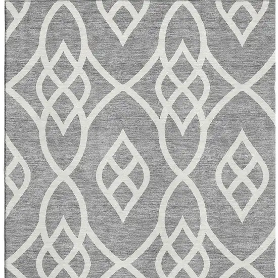 Gray And Ivory Trellis Washable Area Rug With UV Protection Photo 3