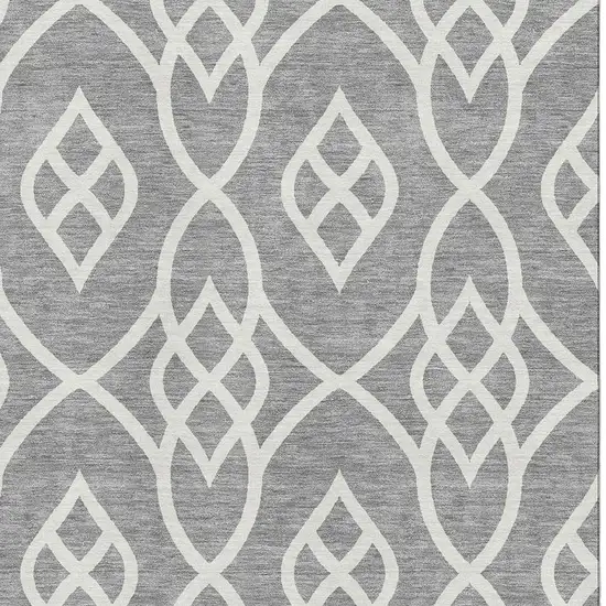 Gray And Ivory Trellis Washable Area Rug With UV Protection Photo 3