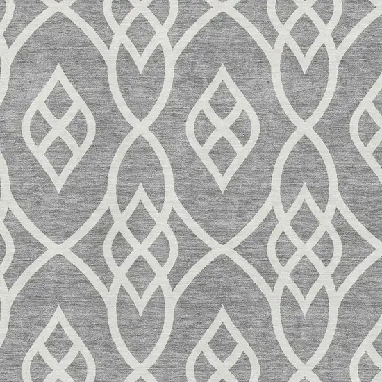 Gray And Ivory Trellis Washable Area Rug With UV Protection Photo 3