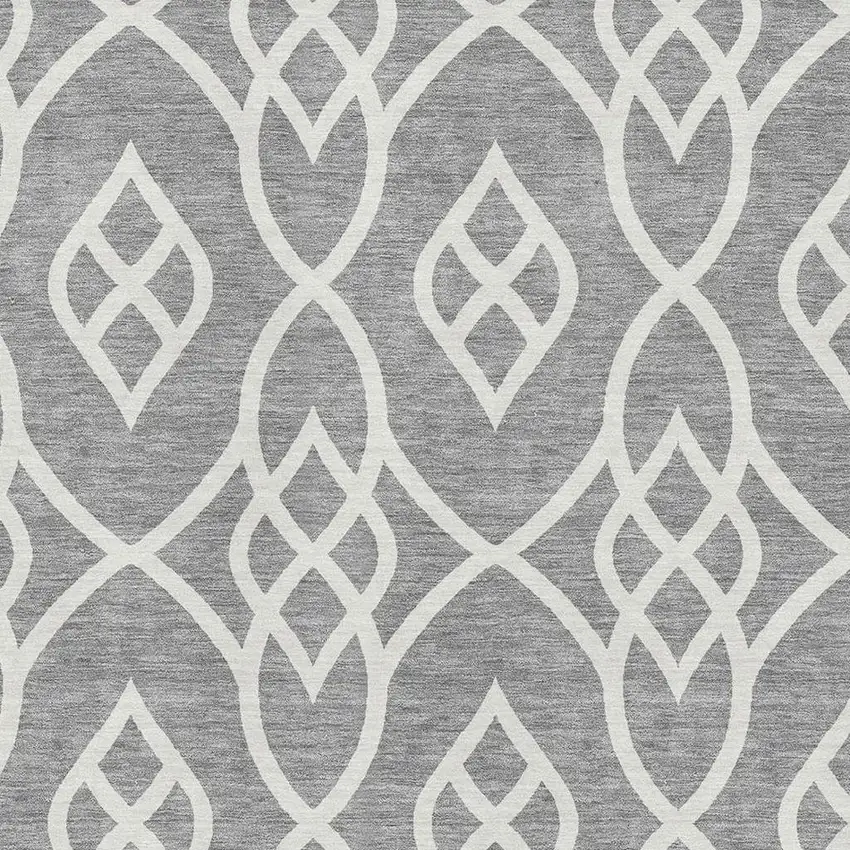 Gray And Ivory Trellis Washable Area Rug With UV Protection Photo 3