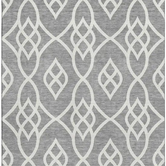Gray And Ivory Trellis Washable Area Rug With UV Protection Photo 3