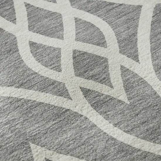 Gray And Ivory Trellis Washable Area Rug With UV Protection Photo 9