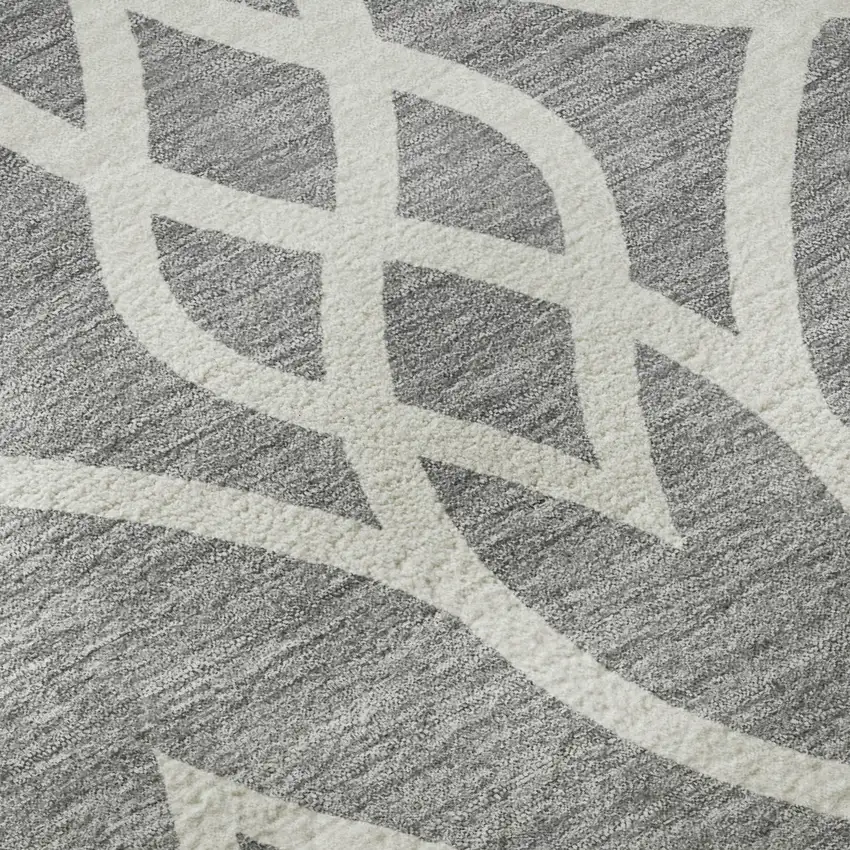 Gray And Ivory Trellis Washable Area Rug With UV Protection Photo 9