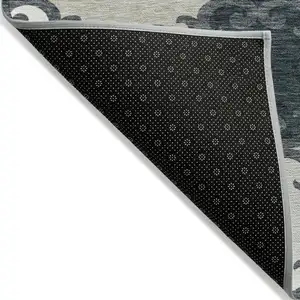 Photo of Gray And Ivory Trellis Washable Indoor Outdoor Area Rug