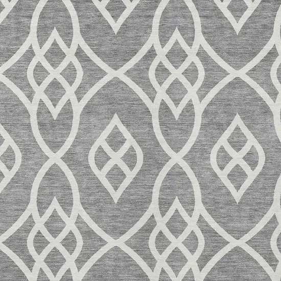 Gray And Ivory Trellis Washable Indoor Outdoor Area Rug Photo 6