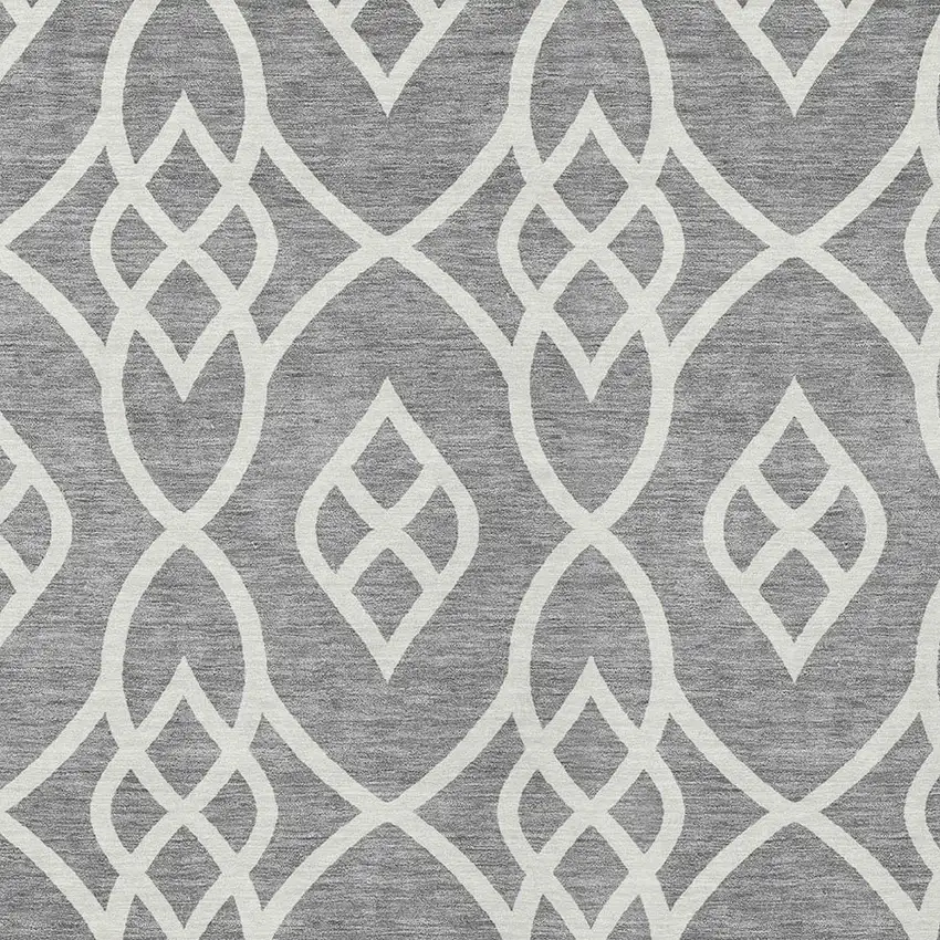 Gray And Ivory Trellis Washable Indoor Outdoor Area Rug Photo 6
