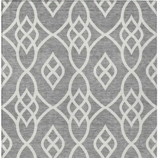 Gray And Ivory Trellis Washable Indoor Outdoor Area Rug Photo 7
