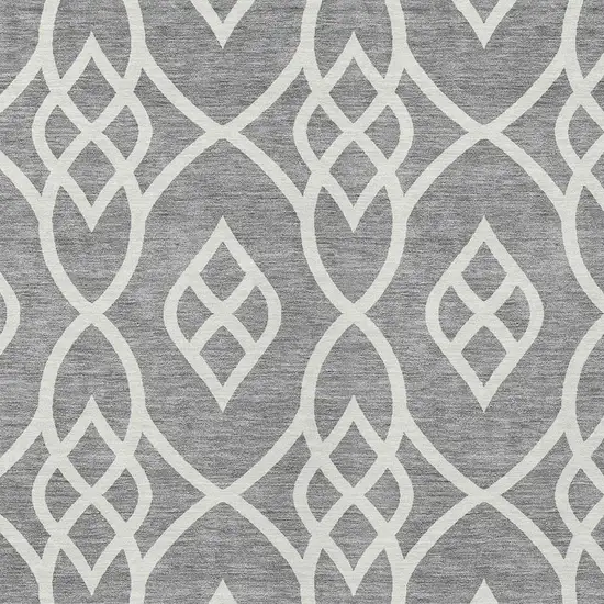 Gray And Ivory Trellis Washable Indoor Outdoor Area Rug Photo 6
