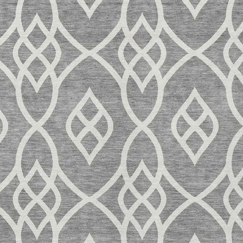 Gray And Ivory Trellis Washable Indoor Outdoor Area Rug Photo 6