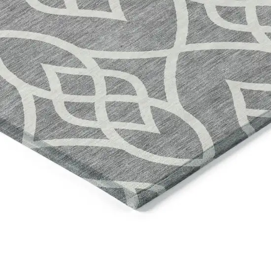 Gray And Ivory Trellis Washable Indoor Outdoor Area Rug Photo 5