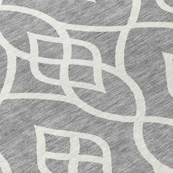 Gray And Ivory Trellis Washable Indoor Outdoor Area Rug Photo 9